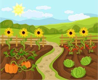 Vector garden flat cartoon illustration