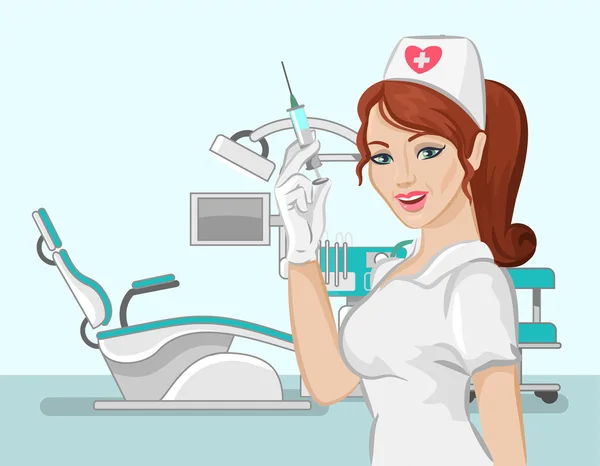 Vector dentist nurse flat illustration — ストックベクタ