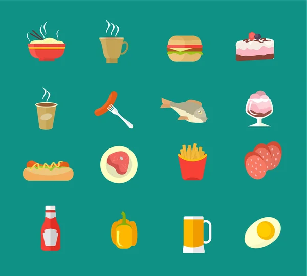 Conjunto de iconos de alimentos vectoriales — Vector de stock