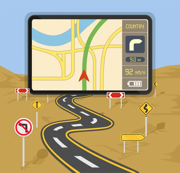 Navigazione GPS mobile. Illustrazione piatta vettoriale — Vettoriale Stock