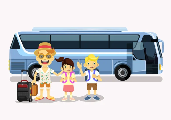 Family holiday. Vector flat cartoon illustration — Stok Vektör