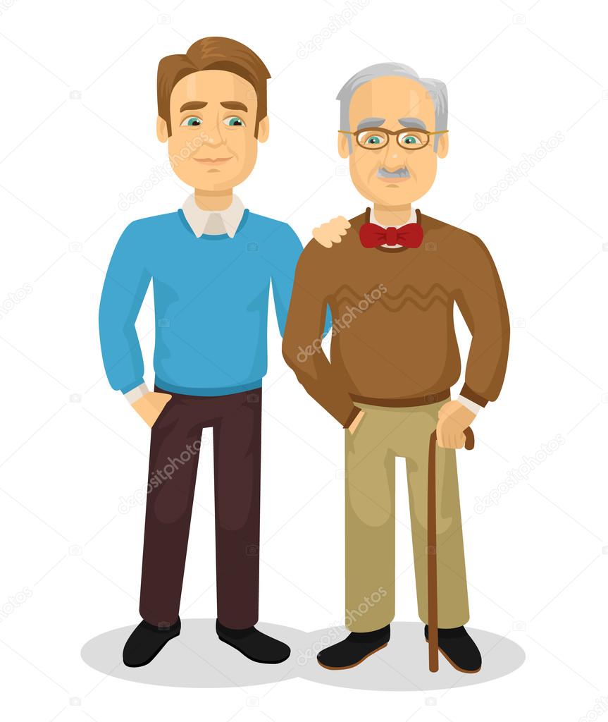 Father and son. Vector flat illustration