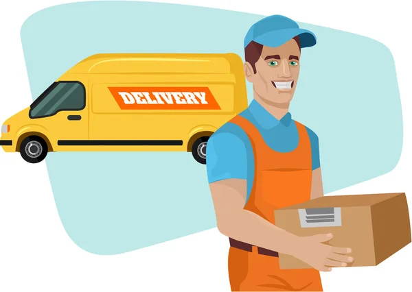 Delivery service. Vector flat cartoon illustration — Διανυσματικό Αρχείο