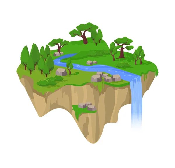Зеленый остров. Векторная плоская иллюстрация — стоковый вектор