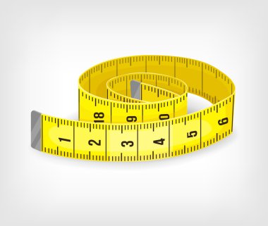 Yellow tape measure in inches. Vector illustration clipart