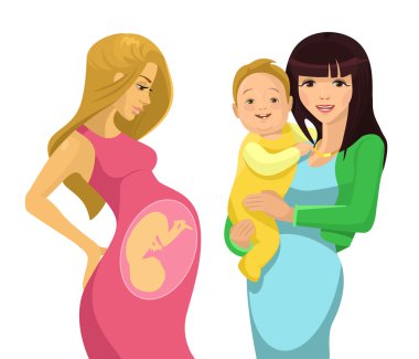 Genç anne. Vektör düz çizim