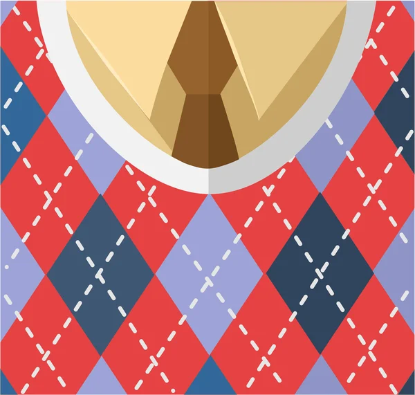 Pecho masculino con corbata, camisa, chaleco. Ilustración plana del vector — Vector de stock