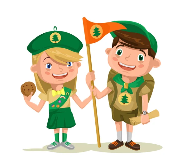 Children scouts. Vector flat illustration — Stock Vector