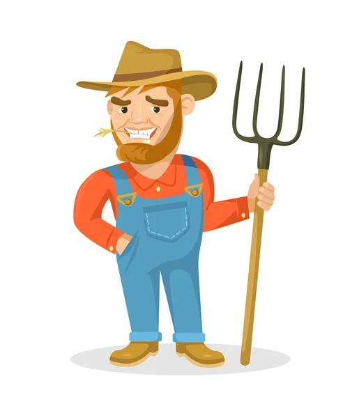 Lustige Farmer Vektor flache Illustration — Stockvektor