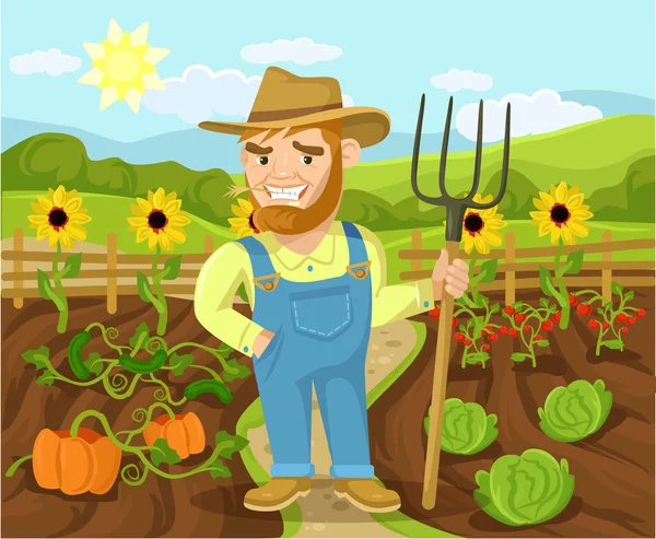 Vector farm flat cartoon illustration — Stock Vector