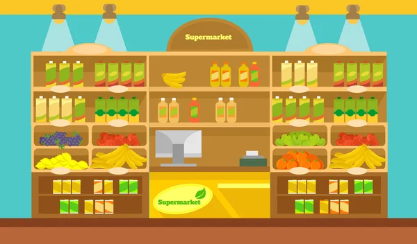 Illustrazione piatta del supermercato vettoriale — Vettoriale Stock