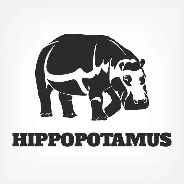 Vector hipopótamo negro ilustración — Archivo Imágenes Vectoriales