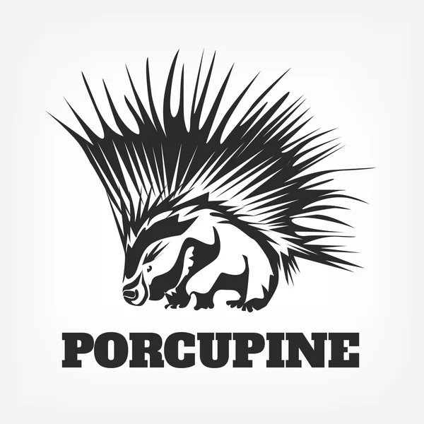 Vektor porcupine svart illustration — Stock vektor