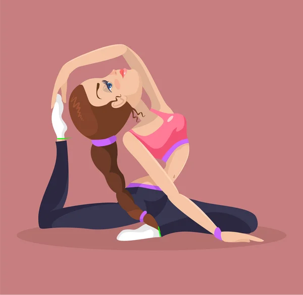 Kobieta robi joga. Płaskie ilustracji wektorowych — Wektor stockowy