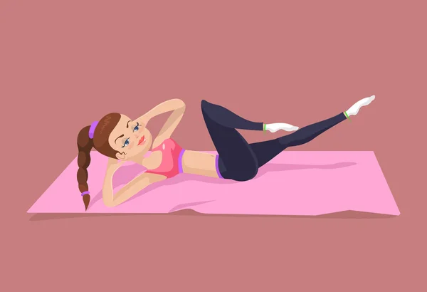 Fille faire des exercices pour la presse. Illustration vectorielle plate — Image vectorielle