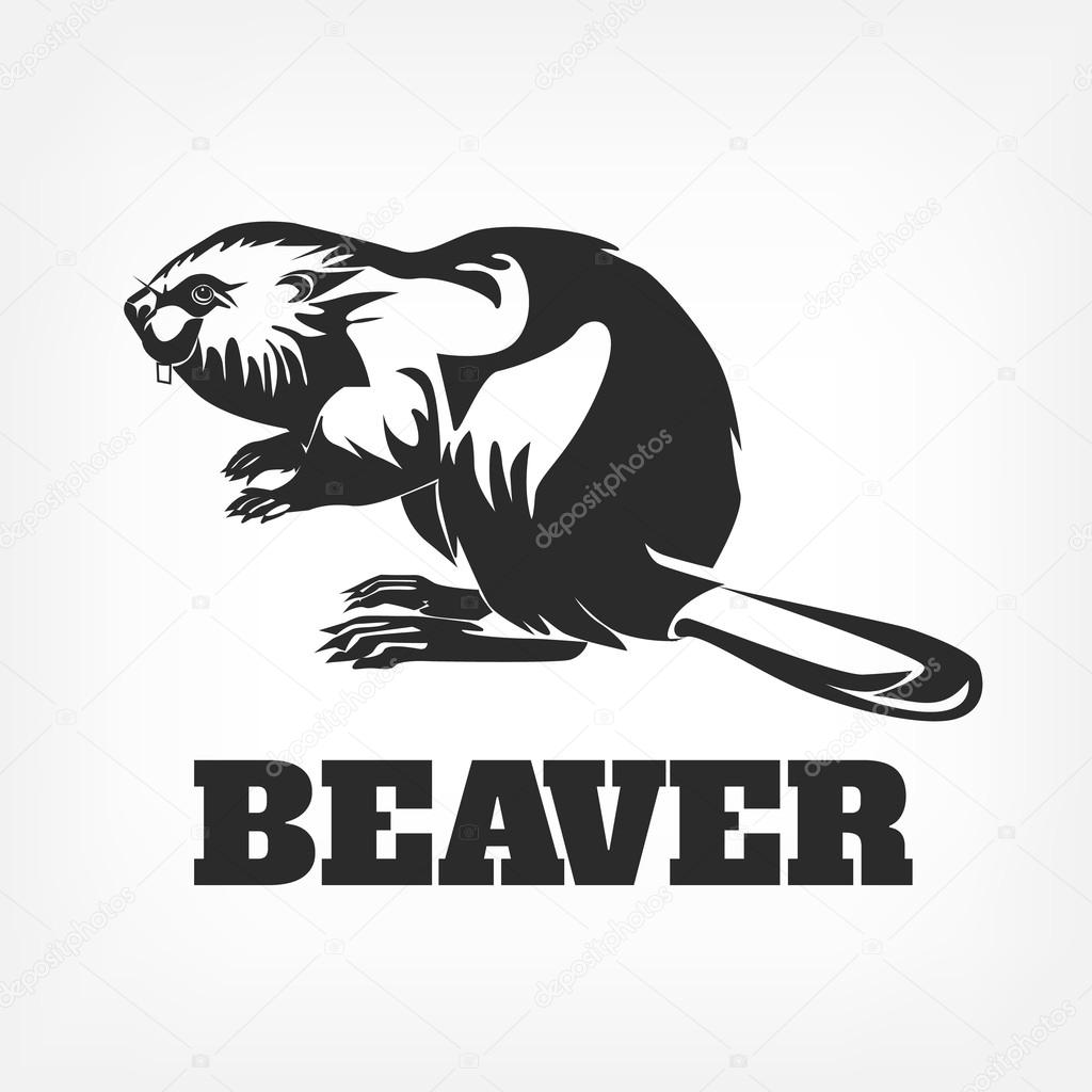Beaver. Vector black illustration