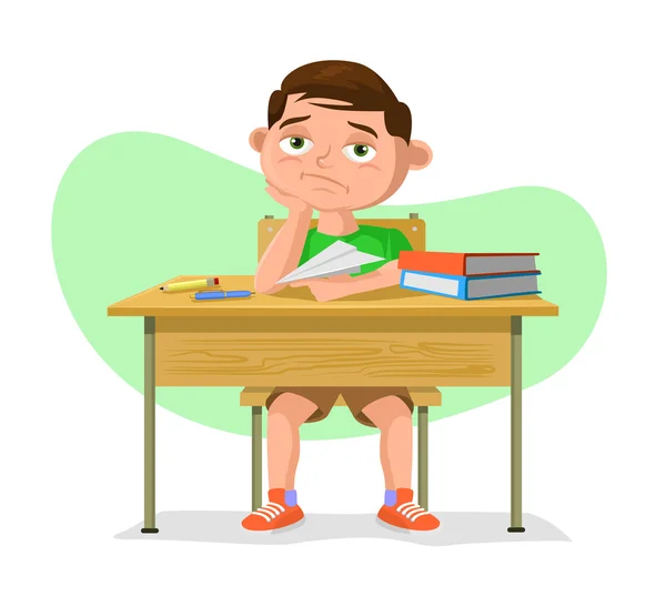 Vektör okul çocuğu düz çizgi film illüstrasyon