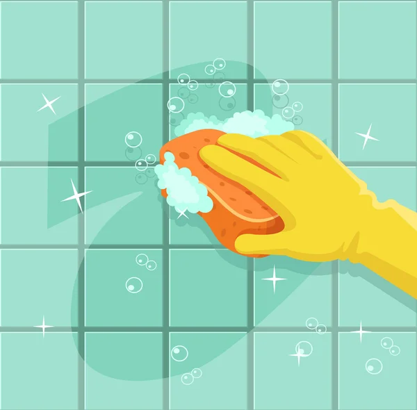 Hand wash wall. Vector flat illustration — Stock Vector