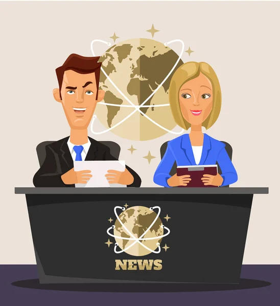 TV News. Vector flat cartoon illustration — Stock Vector