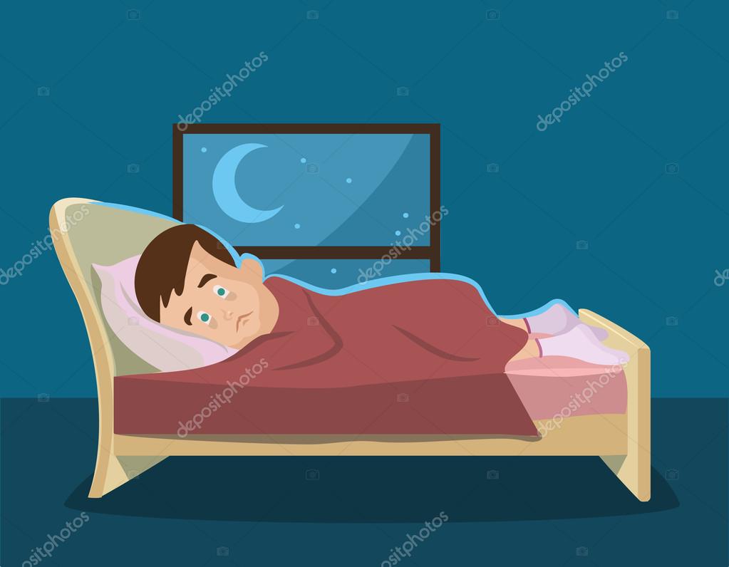 Sleepless man. Vector flat cartoon illustration Stock Vector Image by  ©prettyvectors #80156402
