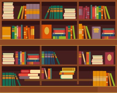 Vektör kitaplık düz çizim