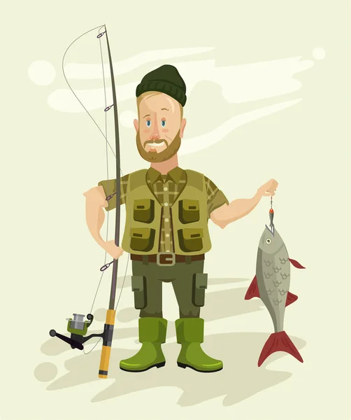Vecteur pêcheur illustration plate — Image vectorielle