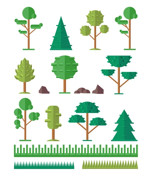 Vector trees flat icon set — Stock Vector