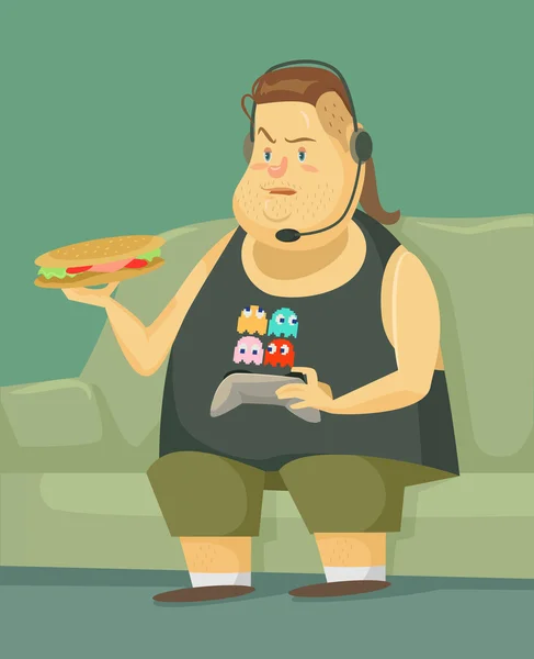 Gamer platte vectorillustratie — Stockvector