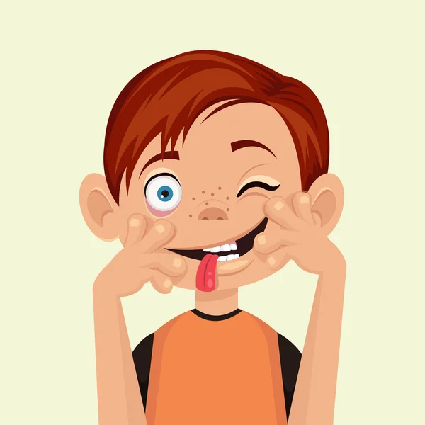 Child makes faces. Vector flat illustration — Stock Vector