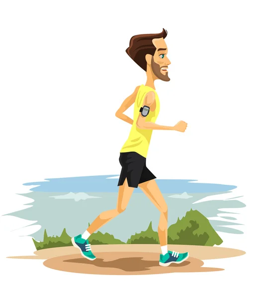 Άνθρωπος που τρέχει. Επίπεδη καρτούν εικονογράφηση φορέα — Διανυσματικό Αρχείο