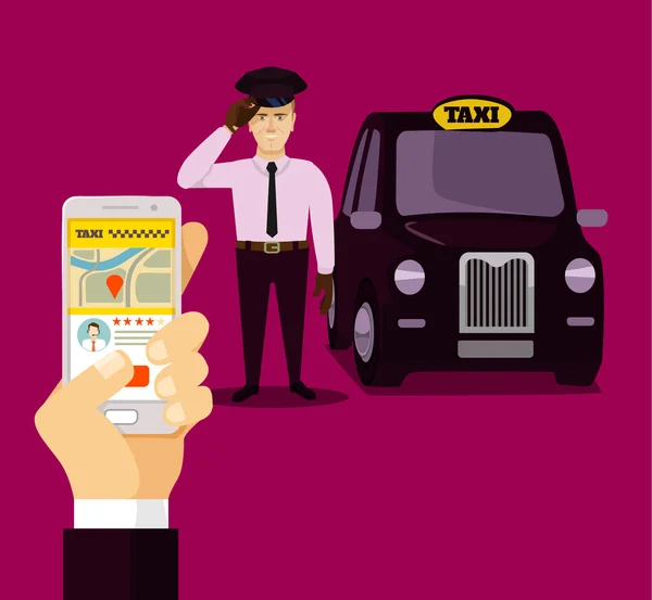 Boeking taxi via mobiele app — Stockvector