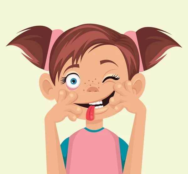 Anak membuat wajah. Ilustrasi rata vektor Grafik Vektor