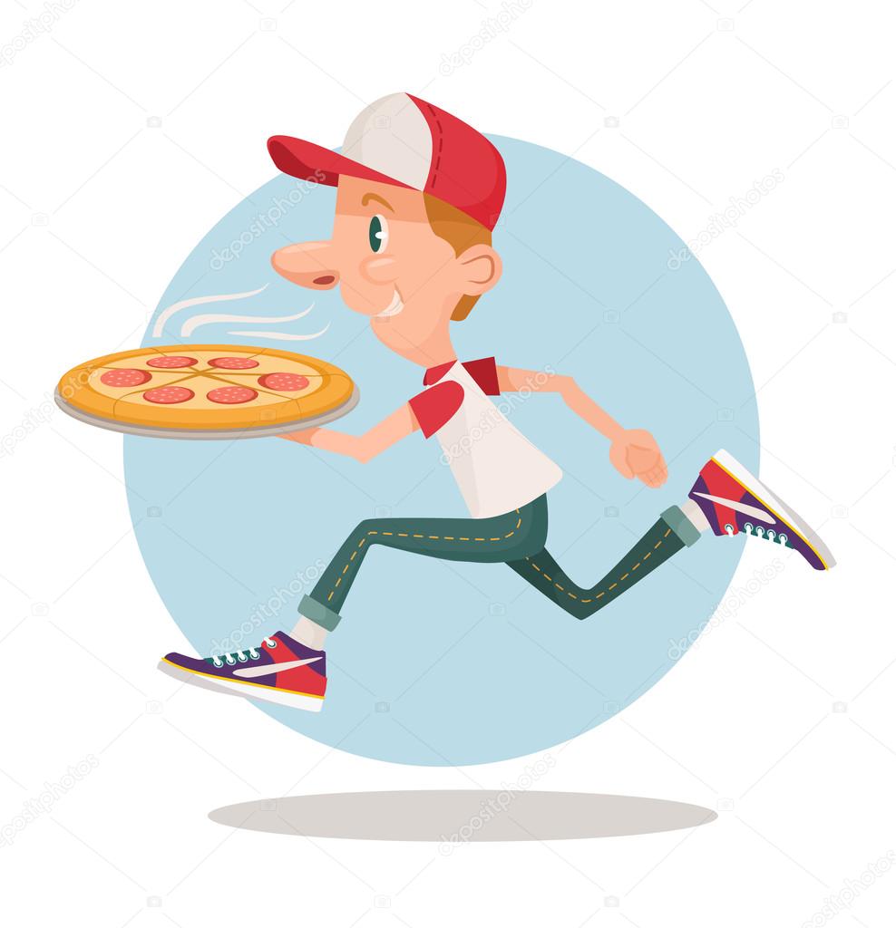 Fast pizza delivery. Vector flat cartoon illustration Stock Vector Image by  ©prettyvectors #82825308