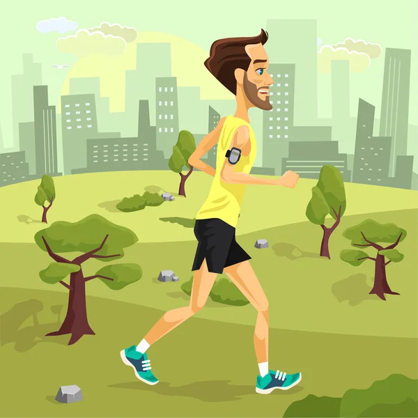 Man runs. Vector flat cartoon illustration — Stock Vector