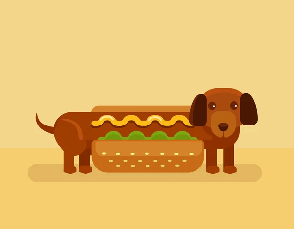 Vektor hot-dog lapos illusztráció — Stock Vector