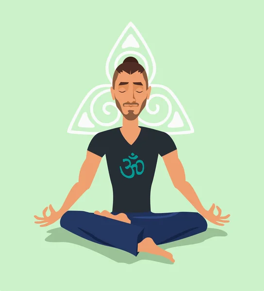 Yoga adam. Vektör düz çizim — Stok Vektör