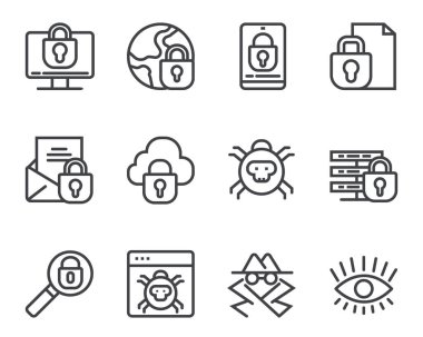 Veri koruması kişisel bilgi satırı simgesi izole edildi. Vektör düz grafik tasarımı