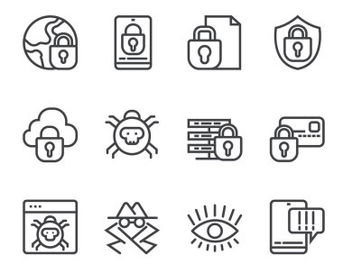 Veri koruması kişisel bilgi satırı simgesi izole edildi. Vektör düz grafik tasarımı