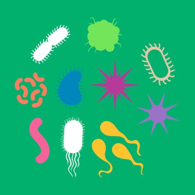 Organik bakteri ikonu seti. Vektör düz grafik tasarım çizimi