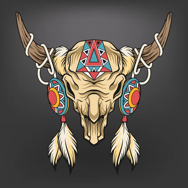 Buffalo skull. Vector art illustration — Stock Vector