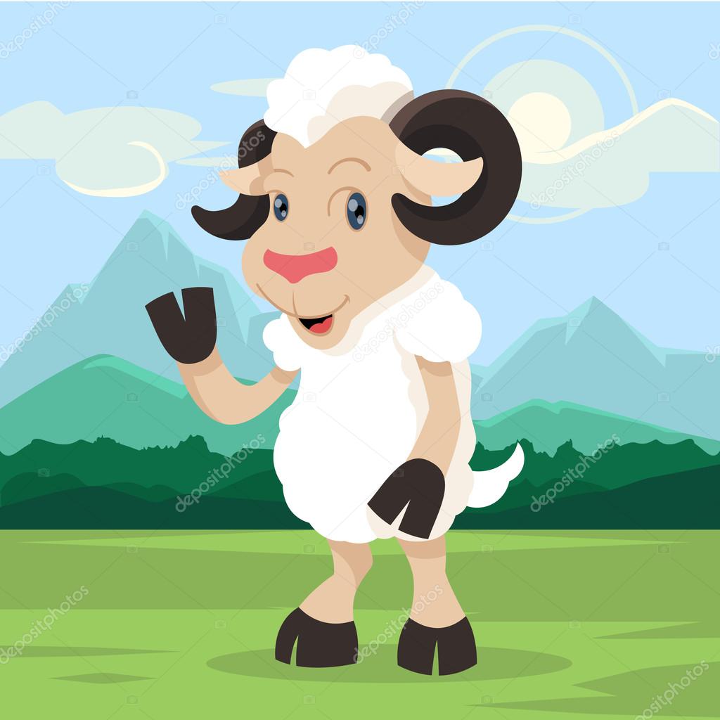 Sheep say hello! Vector cartoon illustration Stock Vector Image by  ©prettyvectors #84901032