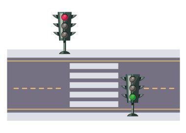 Yol işaretleri ve trafik ışığı tasarım elementi olan yol kavşağı