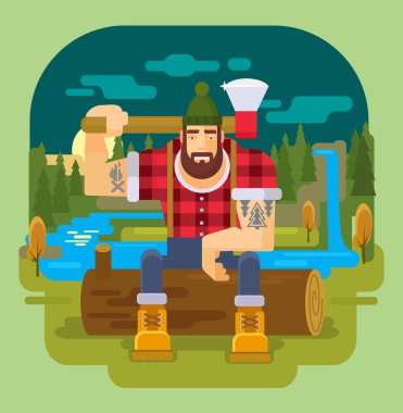 lumberjack. Vector flat illustration clipart