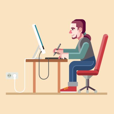 Grafik tasarımcı. Vektör düz çizim