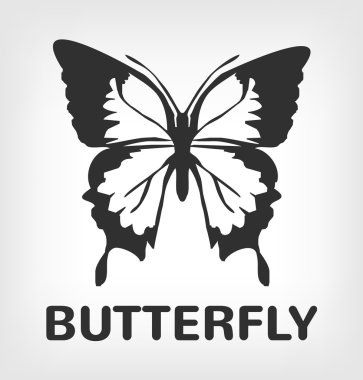 Siluet vektör siyah logo simge tasarlamak kelebek