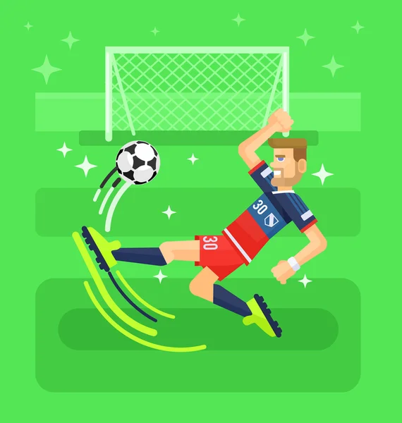 Voetballer. Platte vectorillustratie — Stockvector