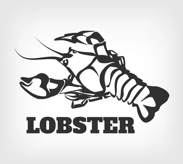 Sea food ristorante negozio di design. Illustrazione dell'icona logo nero vettoriale aragosta — Vettoriale Stock