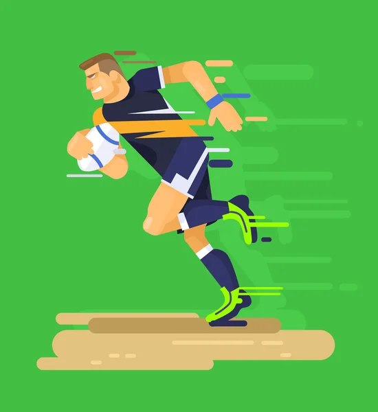 Giocatore di rugby. Illustrazione piatta vettoriale — Vettoriale Stock