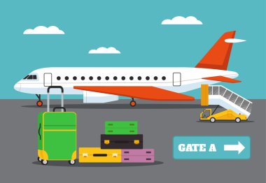 Uçuşta iniş. Vektör düz çizim