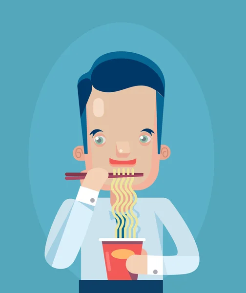 Office worker eating. Break time concept. Vector flat illustration — Stock Vector